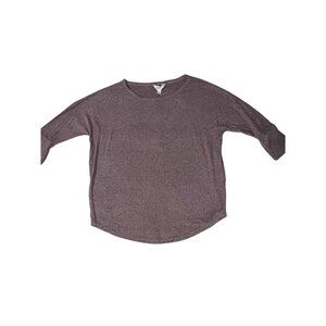 Market & Spruce Purple Heathered 3/4 Sleeve Womens Top L Soft Casual Shirt